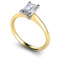 18 Carat Yellow and White gold 6mm x 4mm Emerald cut Solitaire Ring