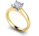 18 Carat Yellow and White gold 50 point Princess cut Diamond Ring
