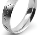 18 Carat 5mm Wide White gold Satin/Diamond cut Zig Zag Court Wedding Ring