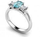 Aquamarine and Princess cut Diamond Ring