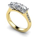18 Carat Yellow and White gold 3 stone Diamond Ring, (Diamond shoulders)