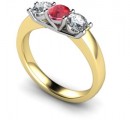 18 Carat Yellow and White gold Ruby and Diamond three stone Ring