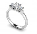 18 Carat White gold 7mm x 5mm Emerald cut and 4mm Princess cut Diamond Ring..