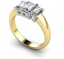 18 Carat Yellow and White gold 3 stone Emerald cut Diamond Ring