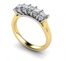 18 Carat Yellow and White gold 5 stone Princess cut Diamond Ring