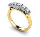 18 Carat Yellow and White gold Claw set 5 Stone Diamond Ring (ONE CARAT WEIGHT)