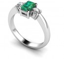 18 Carat White gold 7mm x5mm Octagon Emerald and Diamond Ring